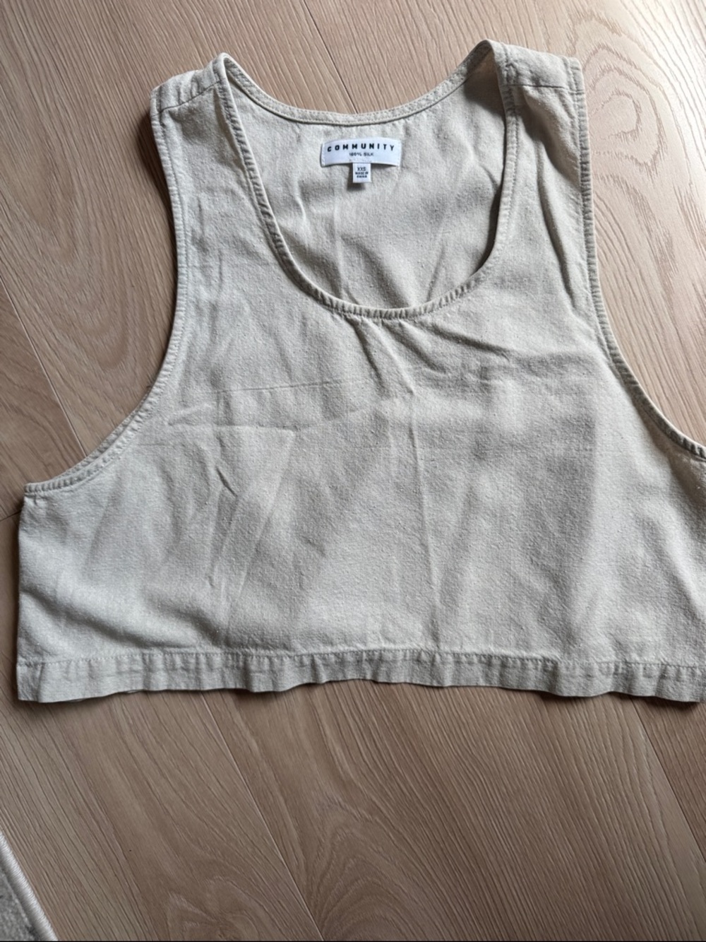 Cropped Tank Top Silk line  in Beige - aritzia